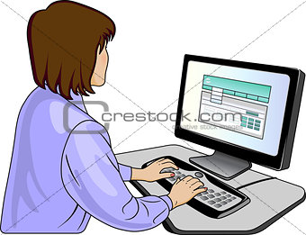 Woman near a computer