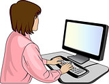 Woman near a computer