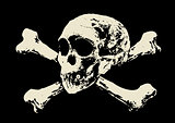Vector. Evil skull with bones. Warning sign