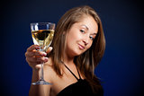 beautiful girl with glass of wine