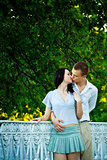 kissing couple in the park