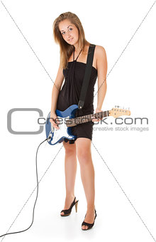 cute blonde girl with guitar