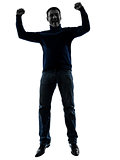 man jumping happy victorious silhouette full length