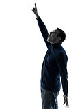 man pointing up surprised silhouette full length