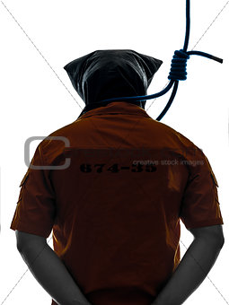 criminal man with hangman noose around the neck silhouette