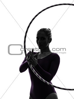 Rhythmic Gymnastics with hula hoop woman silhouette