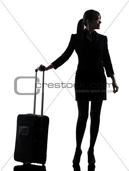 business woman traveling standing silhouette