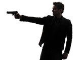 man killer policeman aiming  gun silhouette