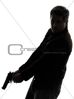 man killer policeman holding gun silhouette