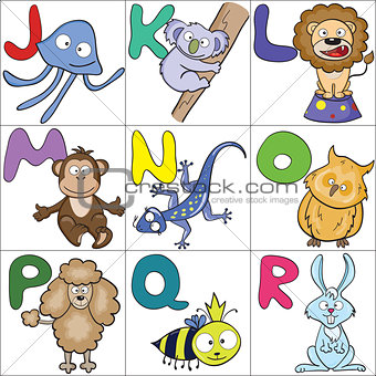 Alphabet with cartoon animals 2