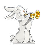 hare playing trumpet
