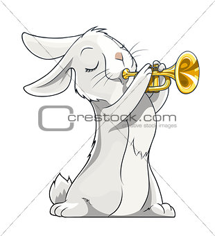 hare playing trumpet