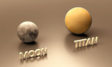 Saturn Moon Titan and Earth Moon