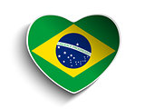 Brazil Flag Heart Paper Sticker