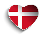 Denmark Flag Heart Paper Sticker