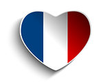 France Flag Heart Paper Sticker