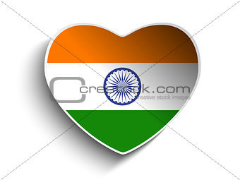 India Flag Heart Paper Sticker