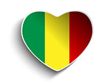 Mali Flag Heart Paper Sticker