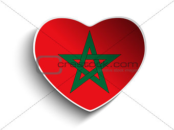 Morocco Flag Heart Paper Sticker