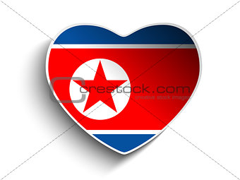 North Korea Flag Heart Paper Sticker