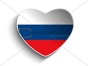 Russia Flag Heart Paper Sticker