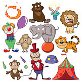 Circus doodle icon set