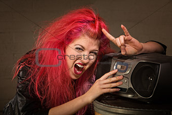 Excited Teen with Radio
