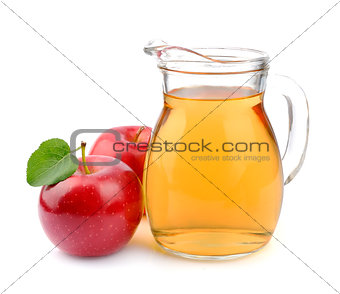 Red apple and apple juice