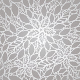 Seamless silver leaves and flowers lace wallpaper pattern