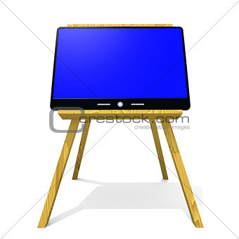 computer on the easel