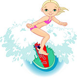 Surfer girl in Action