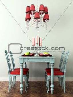 Laid table and lamp