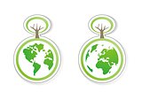Eco recycling vector icon, sign or sticker with green tree.