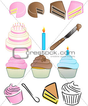 Cupcake Bakery Icon Set