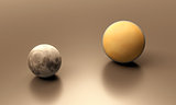 Saturn Moon Titan and Earth Moon blank
