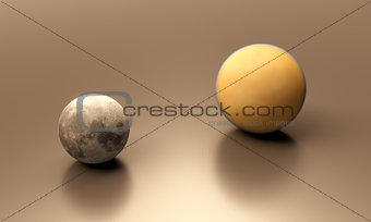 Saturn Moon Titan and Earth Moon blank