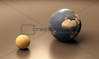 Saturn Moon Titan and Planet Earth