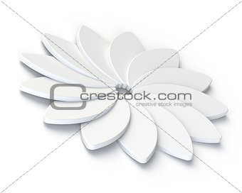 3D Abstract White Flower on White Background
