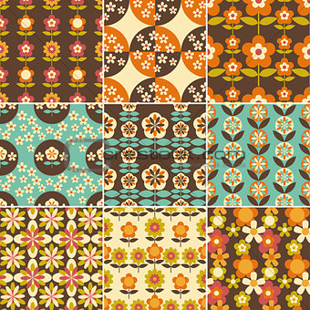Set of 70s Seamless Patterns Design