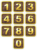 3D Set of Gold Metal Numbers.