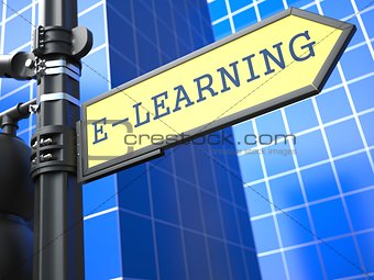 Education Concept. E-Learning Roadsign.