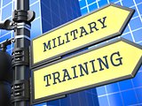 Education Concept. Military Training Roadsign.