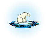 Polar bear and polluted sea
