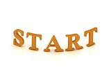 START sign with orange letters 