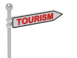 TOURISM arrow sign with letters 
