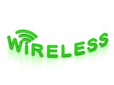 green Wireless logo, 3D render