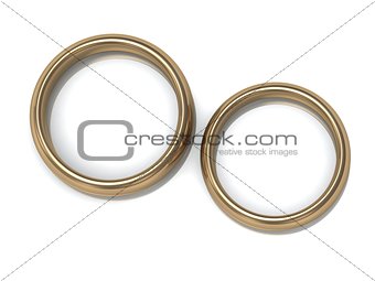 Two wedding rings on the top view 
