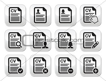 CV - Curriculum vitae, resume vector buttons set