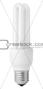Energy saving fluorescent light bulb on white