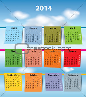Colorful Spanish calendar for 2014